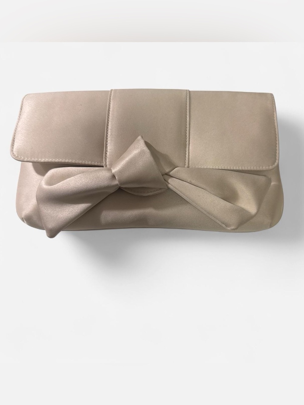 Brand New Kate Landry Bow-Accent Women's Clutch with strap in Light Beige